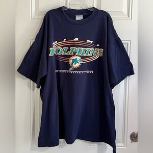 Vintage Miami Dolphins Men’s TShirt XXL Blue NFL Football Spell Out Logo Graphic